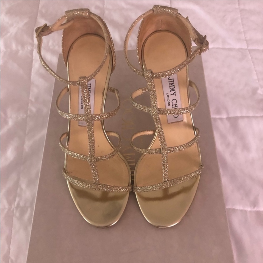 JIMMY CHOO DORY 85 35.5 LAG GOLD